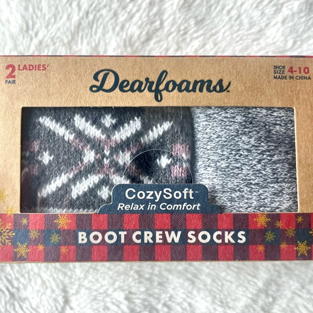 Dearfoams Ladies Boot Crew Socks 2 Pack